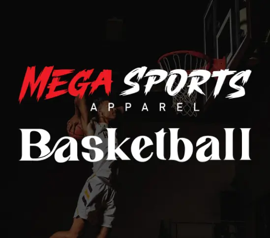 A person playing basketball wearing Mega Sports Apparel basketball clothes