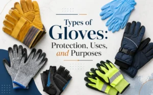 Different types of gloves arranged together for various uses, styles, and weather conditions.