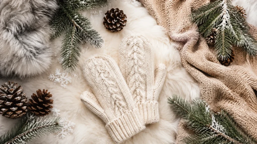 Cozy winter mittens made with warm materials for comfortable protection in cold conditions.