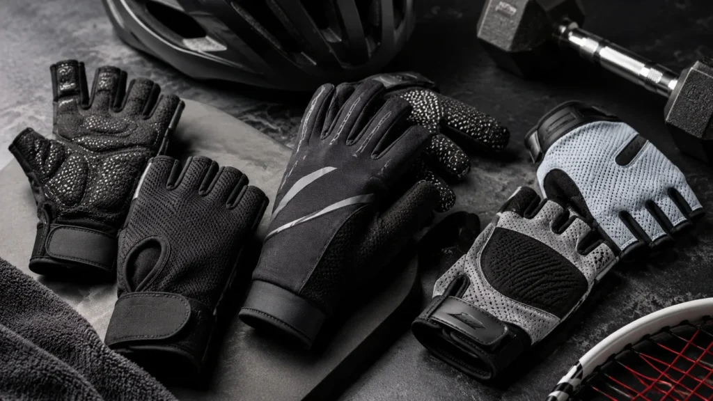 Performance sports gloves designed to improve grip, comfort, and hand protection during activities.